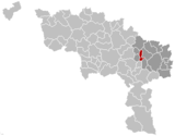 Situation de la commune dans l'arrondissement de Charleroi et la province de Hainaut
