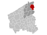 Situation de la ville au sein de l'arrondissement de Bruges et de la province de Flandre-Occidentale