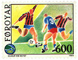 Timbre féringien dédié au football, à l'occasion des Jeux des Îles (1989)