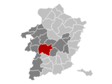 Situation de la ville au sein del'arrondissement de Hasselt et dela province du Limbourg