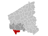 Situation de la ville au sein de l'arrondissement de Ypres et de la province de Flandre-Occidentale