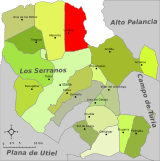 Situation de La Yesa dans la comarque des Serranos