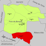 Localización de Dos Aguas respecto a la comarca de Chiva-Hoya de Buñol