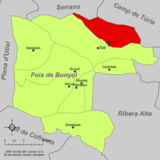 Localización de Cheste respecto a la Hoya de Buñol