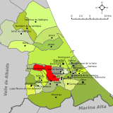 Localisation de Palma de Gandía dans la comarque de la Safor
