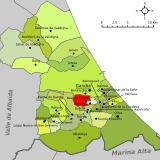 Localisation de Real de Gandía dans la comarque de la Safor