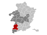 Situation de la ville au sein de l'arrondissement de Hasselt et de la province de Limbourg