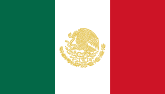 Drapeau du Mexique avec les armes de couleur or et argent