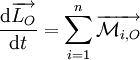 \frac{\mathrm d\overrightarrow{L_O}}{\mathrm dt} = \sum_{i=1}^{n} \overrightarrow{\mathcal M_{i,O}}