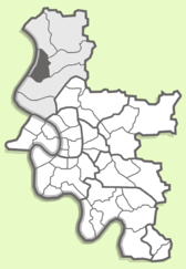 Localisation du quartier de Kaiserswerth au sein de l'arrondissementsur sur une carte de Düsseldorf