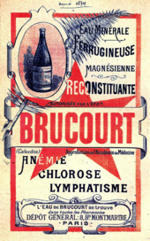photographie représentant une publicité de 1894 pour l'eau de la source de Brucourt