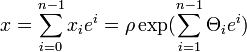 x = \sum_{i=0}^{n-1} x_i e^i = \rho \exp ( \sum_{i=1}^{n-1} \Theta{}_i e^i )