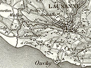 zoom sur la partie comprenant Ouchy et Lausanne sur une carte Dufour