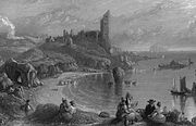 Dunure and the castle in 1840.