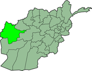 Carte de l'Afghanistan mettant en évidence Hérât.