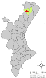 Localisation de Benasal dans la Communauté de Valence