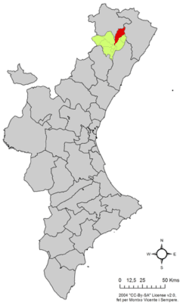 Localisation de Catí dans la Communité de Valence