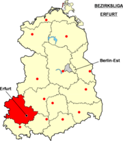 Localisation de la Bezirksliga Erfurt dans le territoire de la RDA
