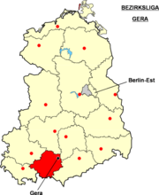 Localisation de la Bezirksliga Gera dans le territoire de la RDA