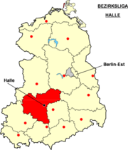 Localisation de la Bezirksliga Halle dans le territoire de la RDA