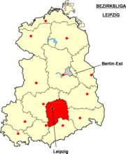 Localisation de la Bezirksliga Leipzig dans le territoire de la RDA