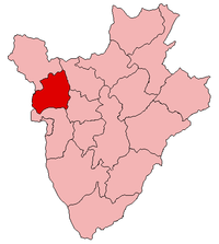 Localisation de la province de Bubanza (en rouge) à l'intérieur du Burundi