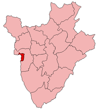 Localisation de la province de Bujumbura Mairie (en rouge) à l'intérieur du Burundi