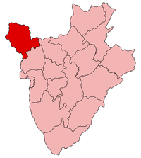 Localisation de la province de Cibitoke (en rouge) à l'intérieur du Burundi
