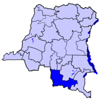 Localisation de la province de Lualaba (en bleu foncé) à l'intérieur de la République démocratique du Congo