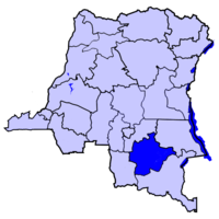 Localisation du Haut-Lomami (en bleu foncé) à l'intérieur de la République démocratique du Congo