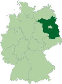 Localisation du Brandebourg (en vert foncé) sur le territoire de l'Allemagne