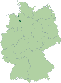 Localisation de Brême (en vert foncé) à l'intérieur de l'Allemagne