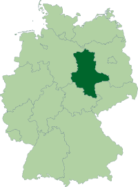 Localisation de la Saxe-Anhalt (en vert foncé) à l'intérieur de l'Allemagne