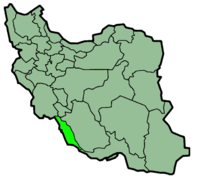 Carte montrant la position de la province de Bushehr