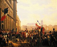 Louis-Philippe, Duc d'Orléans, nommé lieutenant général du Royaume, arrive à l'Hôtel de Ville de Paris