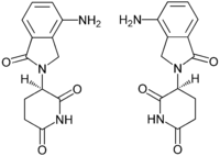 Énantiomère R du lénalidomide (à gauche) et S-lénalidomide (à droite)