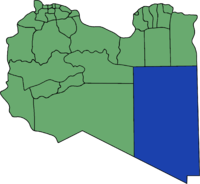Carte de la Libye mettant en évidence la municipalité d'Al-Koufrah.