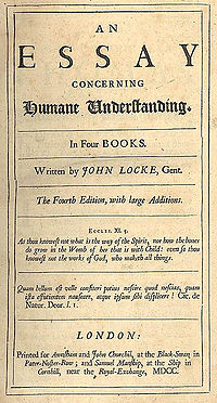 On lit sur la page "An Essay Concerning Humane Understanding. In Four Books. Written by John Locke, Gent. The Fourth Edition, with large Additions. Eccles. XI. 5. As thou knowest not what is the way of the Spirit, nor how the bones do grow in the Womb of her that is with Child: even so thou knowest not the works of God, who maketh all things. Quam bellum est velle consteri potius nescire quod nescias, quam ista effutientum nauseare, atque ipsum sibi displicere! Cic. de Natur. Deor. l. I. London: Printed for Awasham and John Churchil, at the Black-Swan, in Pater-Noster-Row; and Samuel Manship, at the Ship in Cornhill, near the Royal Exchange, MDCC."