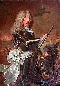 Louis de France figuré devant le siège de Philipsbourg (1688), copie d'après un original (perdu) peint par Hyacinthe Rigaud en 1697