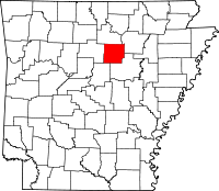 Localisation du comté de Cleburne (en rouge) dans l'Arkansas
