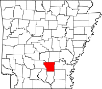 Localisation du comté de Cleveland (en rouge) dans l'Arkansas