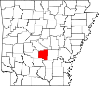 Localisation du comté de Grant (en rouge) dans l'Arkansas