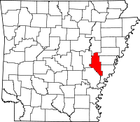 Localisation du comté de Monroe (en rouge) dans l'Arkansas