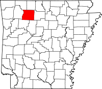Localisation du comté de Newton (en rouge) dans l'Arkansas