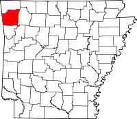 Localisation du comté de Washington (en rouge) dans l'Arkansas