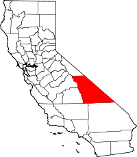 Carte indiquant la situation du comté d'Inyo dans l'État de Californie