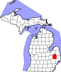 Map of Michigan highlighting Lapeer County.svg