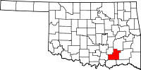 Map of Oklahoma highlighting Atoka County.svg