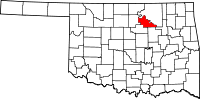 Map of Oklahoma highlighting Pawnee County.svg