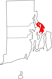 Localisation du comté de Bristol (en rouge) dans le Rhode Island